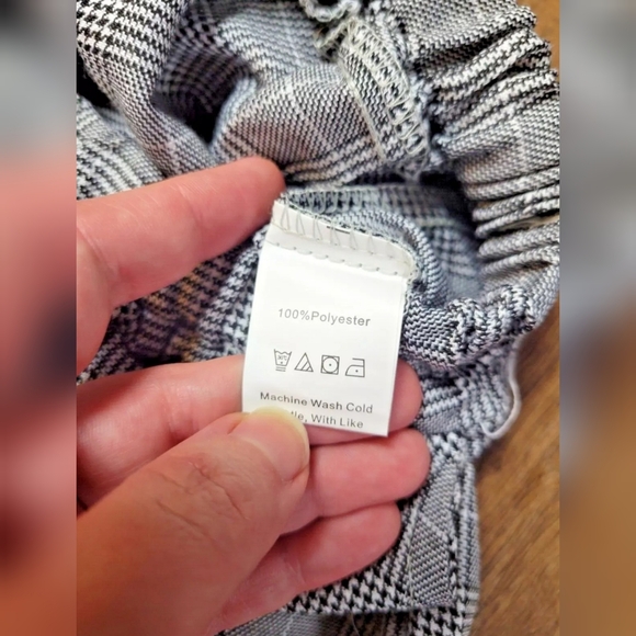 Shein houndstooth plaid drawstring pants - Picture 6 of 11